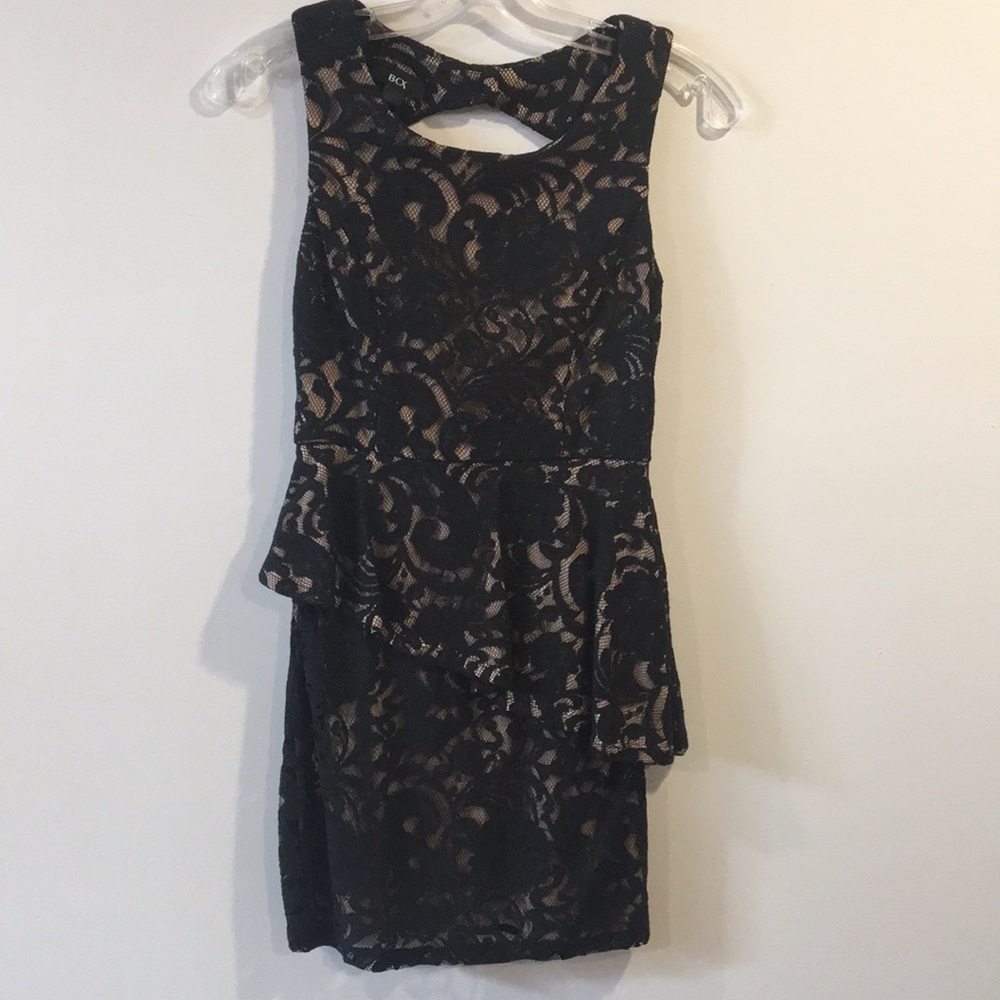 BCX Black/Beige Dantele Inspired Mini Dress